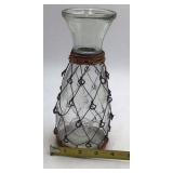 Vintage Glass Demijohn Carafe – 1/2 Liter Embossed with Netting