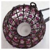 Hanging Beaded Candle Holder – Purple and Clear Crystal Sphere