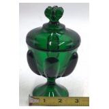 Vintage Green Glass Urn Lidded Jar – Lobed Design