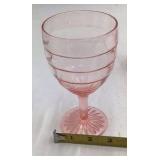 Vintage Pink Depression Glass Goblets – Ribbed Bowl and Fan Base