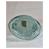 Vintage Aqua Glass Fish Bottle with Cork Stopper