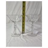 Pair of Etched Crystal Champagne Coupes