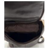 Vintage Leather Backpack – Dark Brown Pebbled Leather with Flap and Zipper