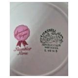 Vintage Porcelain Dinner Plates – Rambler Rose Pattern with Pink Floral Centers
