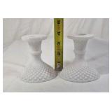 Fenton Hobnail Milk Glass Table Set – Creamer, Sugar, Bowl, Candlesticks