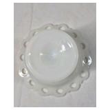 Fenton Milk Glass Bonbon Dish – Ruffled Pedestal