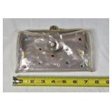 Vintage Clear Vinyl Clutch with Rhinestone Accents