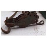 Vintage Block and Tackle Pulleys with Rope