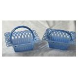 Blue Plastic Basket Pair and Horse Ornament