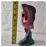 1983 Flamingo Figurine – Pink to Teal Glaze with Raised Wings
