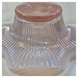 Fenton Pink Opalescent Glass Bowl – Ruffled Rim with Ribbed Pattern