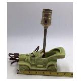 Vintage Ceramic Automobile Lamp Base – Green Glaze Roadster