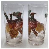 Vintage Wild Game Bird Highball Glasses 1950s