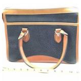 Dooney & Bourke All-Weather Leather Tote – Navy Pebbled with Tan Trim