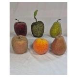 Vintage Glass Fruit Bowl – Embossed Fruit Design with Rattan Handle