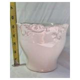 Ceramic Cachepot Planter – Pink Scroll Design