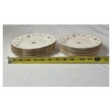 Vintage Porcelain Dinner Plates – Rambler Rose Pattern with Pink Floral Centers