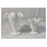 Vintage Fenton Hobnail Milk Glass Vases and Bowls