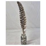 Vintage Wooden Desk Stand with Quill Pen and Declaration Replica