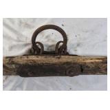 Vintage Wooden Spreader Bar with Iron Rings