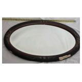 Vintage Oval Mirror with Inlaid Design