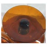 Vintage Amber Glass Covered Compote