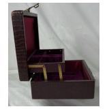 Vintage Crocodile Embossed Jewelry Box