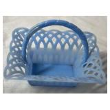 Blue Plastic Basket Pair and Horse Ornament