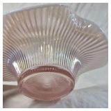 Fenton Pink Opalescent Glass Bowl – Ruffled Rim with Ribbed Pattern