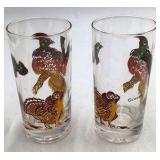 Vintage Wild Game Bird Highball Glasses 1950s