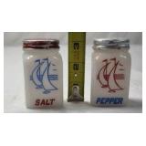 Vintage Sailboat Salt and Pepper Shakers – Milk Glass