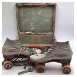Vintage Roller Skates with Carrying Case