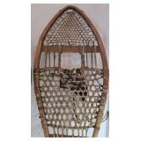 Vintage Wooden Snowshoes – Teardrop Shape with Leather Bindings