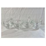 Vintage Glass Snowflake Triangular Plates with Attached Cups