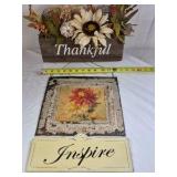 Thankful Wooden Planter Box with Floral Arrangement