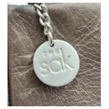 Vintage Leather Shoulder Bag – Brown Pebbled Leather with Front Zip Pocket