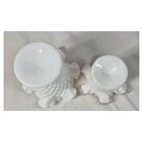 Vintage Fenton Hobnail Milk Glass Vases and Bowls