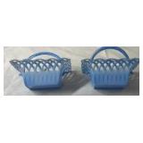 Blue Plastic Basket Pair and Horse Ornament