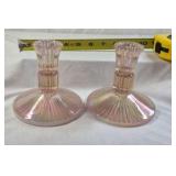 Vintage Iridescent Glass Candlestick Holders – Pink Fenton Handmade USA