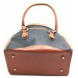 Dooney & Bourke All-Weather Leather Tote – Navy Pebbled with Tan Trim