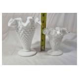 Vintage Fenton Hobnail Milk Glass Vases and Bowls