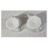 Fenton Hobnail Milk Glass Table Set – Creamer, Sugar, Bowl, Candlesticks