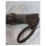 Vintage Wooden Spreader Bar with Iron Rings