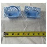 Blue Plastic Basket Pair and Horse Ornament
