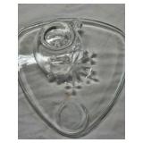 Vintage Glass Snowflake Triangular Plates with Attached Cups