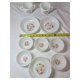 Vintage Fire-King Ware Milk Glass Dishes – Pink Floral Pattern