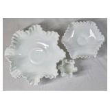 Vintage Fenton Hobnail Milk Glass Vases and Bowls