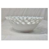 Fenton Hobnail Milk Glass Table Set – Creamer, Sugar, Bowl, Candlesticks