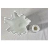 Fenton Hobnail Milk Glass Vases and Bowl