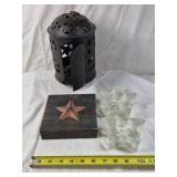 Vintage Metal Lantern – Star Cutout Design with Candle Holders